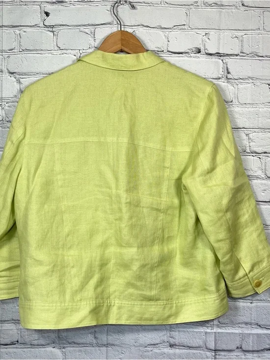 Talbots Lime Green Irish Linen Blazer Jacket Womens Size 10 Lightweight Vintage - Picture 9 of 10